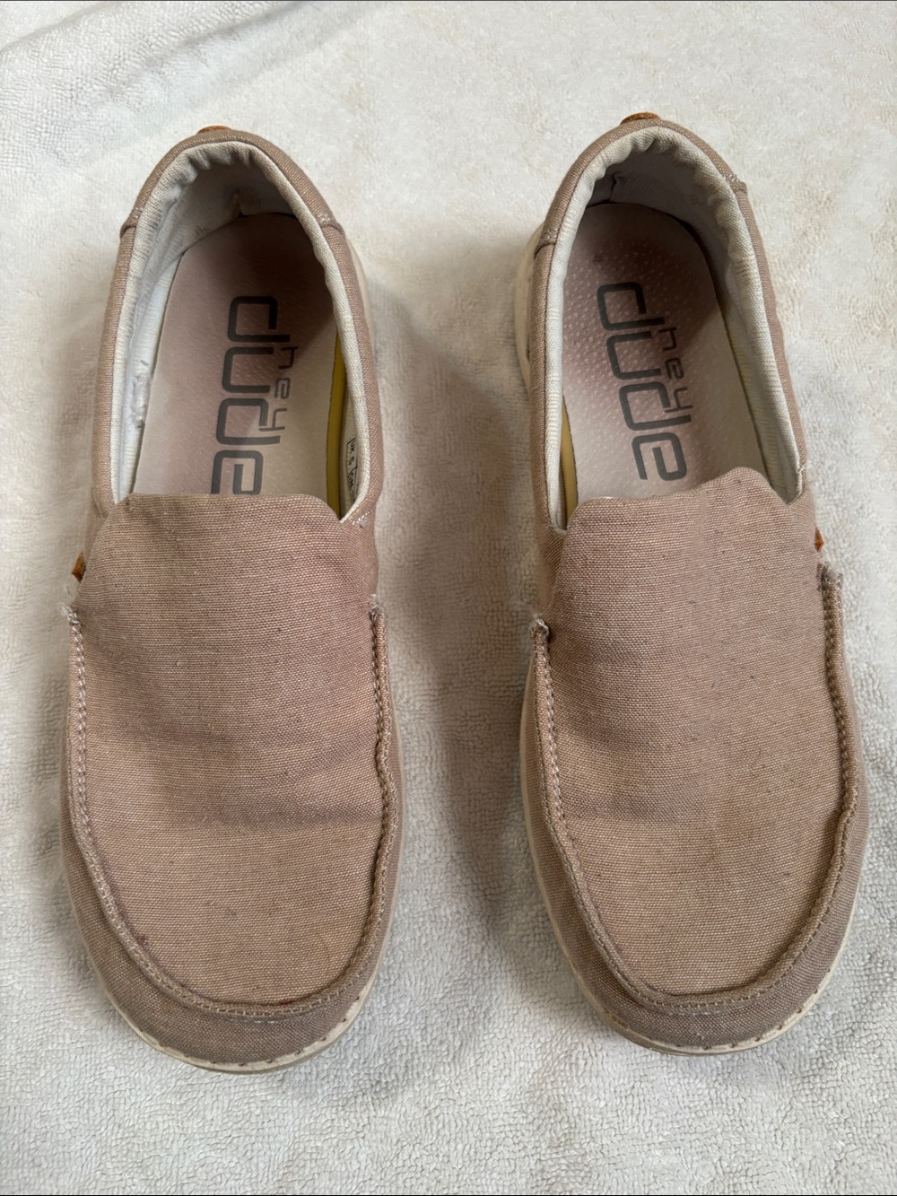 Hey Dude Women’s Slip-On Loafers in Taupe Canvas